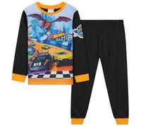 Hot Wheels Largos Pijamas de Conjunto 2 Piezas para Niños (Negro/Multi, 3-4 Años)
