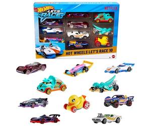 Hot Wheels Let’s Race 10-Pack (Modelos variables) | Pack de 10 coches o camiones de juguete escala 1:64 de la serie animada de Netflix. Colección lista para jugar. JGN40
