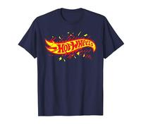 Hot Wheels - Logotipo destrozado Camiseta, Hombre, Azul Marino, XL