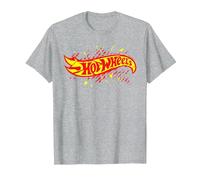 Hot Wheels - Logotipo destrozado Camiseta, Hombre, Gris Jaspeado, XL