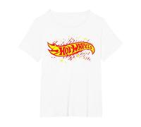 Hot Wheels - Logotipo destrozado Camiseta, Mujer Tallas Grandes, Blanco, 2XL Grande
