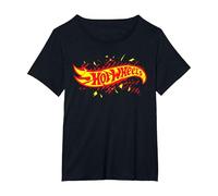 Hot Wheels - Logotipo destrozado Camiseta, Mujer Tallas Grandes, Negro, 2XL Grande