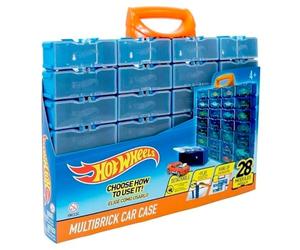 Hot Wheels Maletín multiladrillo para coches I Almacena hasta 28 coches I Se conecta con pistas I Jugar y Construir, multicolor (HWCC8C) - Incluye un asa de transporte