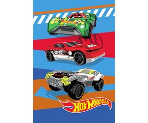Hot Wheels Manta de Forro Polar, diseño épico de Coche de Carreras, Manta súper Suave, 100% poliéster, 100 x 150 cm