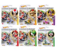 Hot Wheels Mario Kart - Colección de coches fundidos a presión - Paquete de 6 con Mario, Luigi, Yoshi, Toad, Bowser y Wario | Escala 1:64, listo para exhibir GBG25-957G
