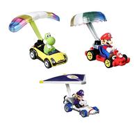 Hot Wheels Mario Kart Pack 3 Personajes #1, Coches de Juguete con con Parapente y Personajes, Regalo para niños +3 años (Mattel HDB38)