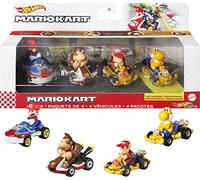 Hot Wheels Mario Kart Pack 4 Personajes, Coches de Juguete con Personajes, Regalo para niños Mayores de 3 años, Multicolor