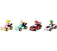 Hot Wheels Mario Kart Set de colección con 4 Coches de Juguete Die-Cast con Personaje, Regalo para niños +3 años, Modelo 3 (Mattel GXX97)