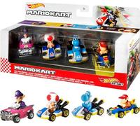 Hot Wheels Mario Kart Set de colección con 4 Coches de Juguete Die-Cast con Personaje, Regalo para niños +3 años, Modelo 4 (Mattel GXX98)