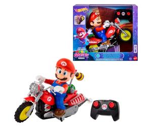Hot Wheels Mario Wheelie Motocross RC, Moto de Control Remoto | Moto con figura que se mueve y se inclina al girar, inspirada en la película Super Mario Bros, JML15