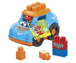 Hot Wheels Mega Bloks Ricky Coche de Carreras Vehículo de Juguete con muñeco y Bloques de construcción, +1 año