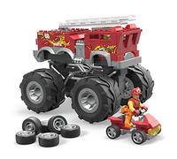 MEGA Hot Wheels Construx Hot Wheels Monster Trucks Camión de Bomberos 5 Alarm Coche de Bloques de construcción con 2 Figuras, 279 Piezas, Juguete +5 años