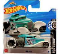 Hot Wheels - Mid Mill - HYX79 - Rod Squad 7/10 - Barra caliente turquesa y blanca a escala 1:64 - Estilo clásico Dragster con motor abierto - Mattel 2025 (97/250)