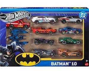 Hot Wheels Mid Tier Batman 10-Pack AST 2025 Mix 1 | Juego de 10 vehículos de juguete fundidos a presión que pueden incluir un batmóvil y un avión en escala 1:64