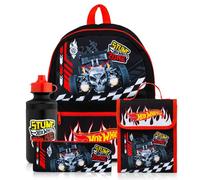 Hot Wheels Mochila infantil de 4 piezas, incluye bolsa de almuerzo, botella de agua y estuche. Juego de regreso a clases