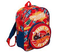 Hot Wheels Mochila para niños, grande, para coches, escuela, viajes, bolsa deportiva con soporte para bebidas, rosso, Talla única