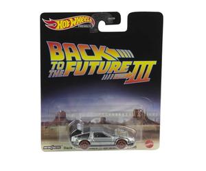 Hot Wheels Modelo DieCast Delorean 1955 Versión en riel de Regreso al Futuro Escala 1:64 7 cm Premium Real Riders