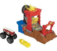Mattel Hot Wheels Monster Trucks Pista de Juguete Arena de Demolición Retos de Entrada 5-Alarm