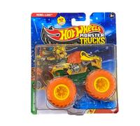 Hot Wheels Monster Trucks Beast Bashers Rebel Lion, serie 3/6, con coche aplastado