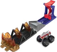 Hot Wheels Monster Trucks Camión de bomberos, pista para coches de juguete, incluye 1 vehículo 5 Alarm (Mattel GYL12)