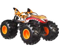 Hot Wheels Monster Trucks Camión Tigre Gigante a Escala 1:24 | Camión de Juguete de Metal con Ruedas Grandes y Diseño Genial, recrea choques y saltos de Monster Trucks, JDR02