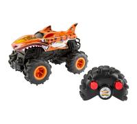 Hot Wheels Monster Trucks Coche Teledirigido, HW Tiger Shark RC, Coche de juguete todoterreno con mando radio control con alcance de 30 metros, escala 1:24, regalo para niños y niñas +4 años, HNV03