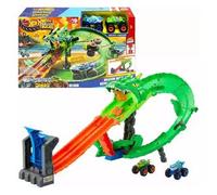 Hot Wheels Monster Trucks Tiburones vs Dinosaurios destrucción del dragón para niños a partir de 4 años