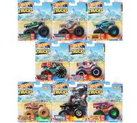 Hot Wheels Monster Trucks Connect and Crash Car - Juego completo de 8 vehículos fundidos a presión con Mega Wrex, Too S'cool, Charger, Demo Derby, Rhinomite y más de FYJ44-996D