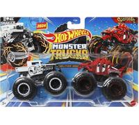 Hot Wheels Monster Trucks Demolition Dobles - Escala 1:64, Bone Shaker vs Skelesaurus Power Smashers Metal Cars