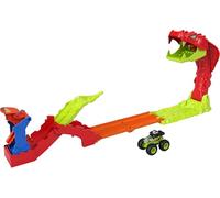 Hot Wheels Monster Trucks Derriba a la Serpiente, Conjunto de Juego de Juguete, Conjunto de Pista con vehículo de Juguete Bone Shaker Exclusivo a Escala 1:64, Incluye Pista, JJN44