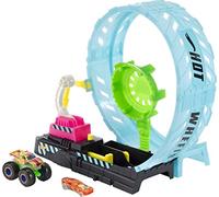 Hot Wheels Monster Trucks Glow Reto looping Extremo Pista de Coches de Juguete, Incluye 1 vehículo (Mattel HBN02)