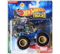 Hot Wheels Monster Trucks Great Bite Shark [Leopard] Beast Bashers 3/6 - Incluye coche aplastado - Vehículo de juguete fundido a escala 1:64