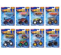 Hot Wheels Monster Trucks GRH81-999Q - Carro aplastable, Race, Smash, Crash and Go Big, paquete de 8