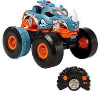 Hot Wheels Monster Trucks HW Rinoceronte RC Transformable | Coche RC escala 1:12 se convierte en lanzador y se conecta a la pista. Incluye Race Ace 1:64, HPK27