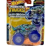 Hot Wheels Monster Trucks Mega-Wrex 2024, Power Smashers, incluye coche aplastado