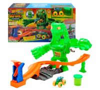Hot Wheels Monster Trucks Mutant Monster Takedown y Rhinomite | Juego de Monster Truck con Mutant Rhinomite a escala 1:64 y bote de 113g de Slime reutilizable, JMW71