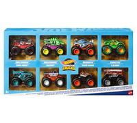 Hot Wheels Monster Trucks Pack 8 Coches de Juguete a Escala 1:64 con Ruedas Grandes, Incluye los Camiones de Rhinomite, Bone Shaker y Tiger Shark, Juguete Regalo para niños y niñas +3 años, JCW76