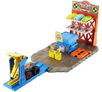 Hot Wheels - Monster Trucks Playset Destrucción Suprema Y 3 Coches Con Lanzador