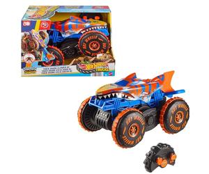Hot Wheels Monster Trucks RC Tiger Shark Climber | Camión teledirigido de gran escala con 3 modos de juego: carreras, escalada y acrobacias, JFR39