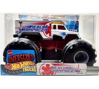 Hot Wheels Monster Trucks Rescue Rampager Ambulancia Vehículo fundido a presión, escala 1:24, gran tamaño