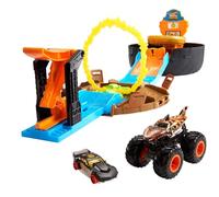 Hot Wheels Monster Trucks Rueda de Acrobacias, Pista de Coches de Juguete con 2 vehículos (Mattel GVK48)