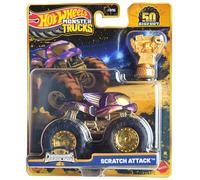 Hot Wheels Monster Trucks Scratch Attack, Trophy Champions 50th Years Bigfoot Series escala 1:64 fundido a presión