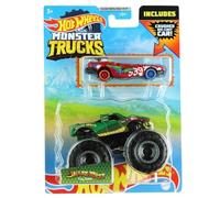 Hot Wheels Monster Trucks Snake Bite, incluye coche fundido a presión aplastado