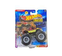 Hot Wheels Monster Trucks Snake Bite, Leading Legends 4/7, incluye coche aplastado, fundido a presión