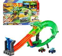 Hot Wheels Monster Trucks Tiburones vs Dinosaurios destrucción del dragón para niños a Partir de 4 años