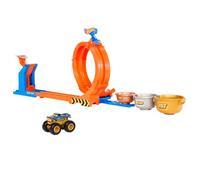 Hot Wheels Monster Trucks Trofeo Challenge de loopings y giros Bigfoot Conjunto de de Pista y camión, Conjunto de Juego con vehículo metálico 50 Aniversario a Escala 1:64, Dos Formas de Jugar, JBX64