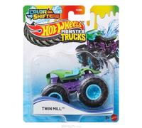 Hot Wheels Monster Trucks Vehículo de Juguete Twin Mill Color Shifter Escala 1:64 para niños de 3 años en adelante