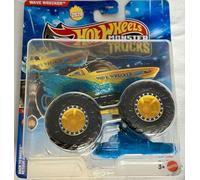 Hot Wheels Monster Trucks Wave Wrecker, Back to Basics 1/8 [Incluye coche aplastado] Nuevo para 2026! Vehículo de juguete fundido a escala 1:64