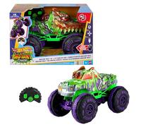 Hot Wheels Monster Trucks Wreckin’ Wolf teledirigido de Juguete a Escala 1:15, vehículo por Control Remoto Mutant Chaos con neumáticos Todoterreno, Acrobacias sobre Ruedas bajo Demanda, JMM77