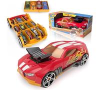 Hot Wheels New Car Storage 2 en 1 Race N' Haul Free Wheel Car Storage Case with Retractable Handle - Stores up to 15 Cars (Cars not Included)